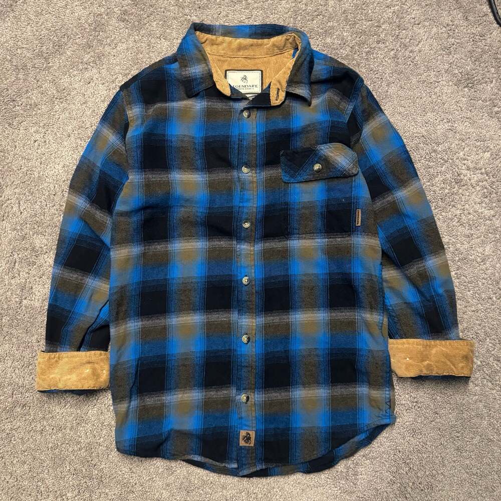 Legendary Whitetails The Original Buck Camp Men's Blue Plaid Flannel Shirt with